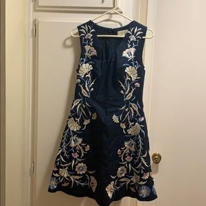 Moulinette Soeurs navy blue embroidered dress